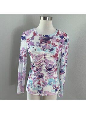 NEW $78 Bold Elements Womens Medium Long Sheer Sleeve Stretch Shirt Top Blouse